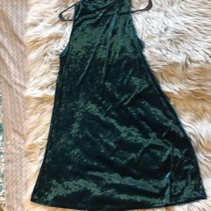 Dark green/blue velvet high neck dress
